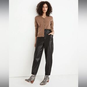 Madewell Vegan Leather Pull-On Paperbag Pants, Size 4 in Black, NWT